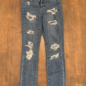 American Eagle Outfitters Ripped Blue Skinny Jeans